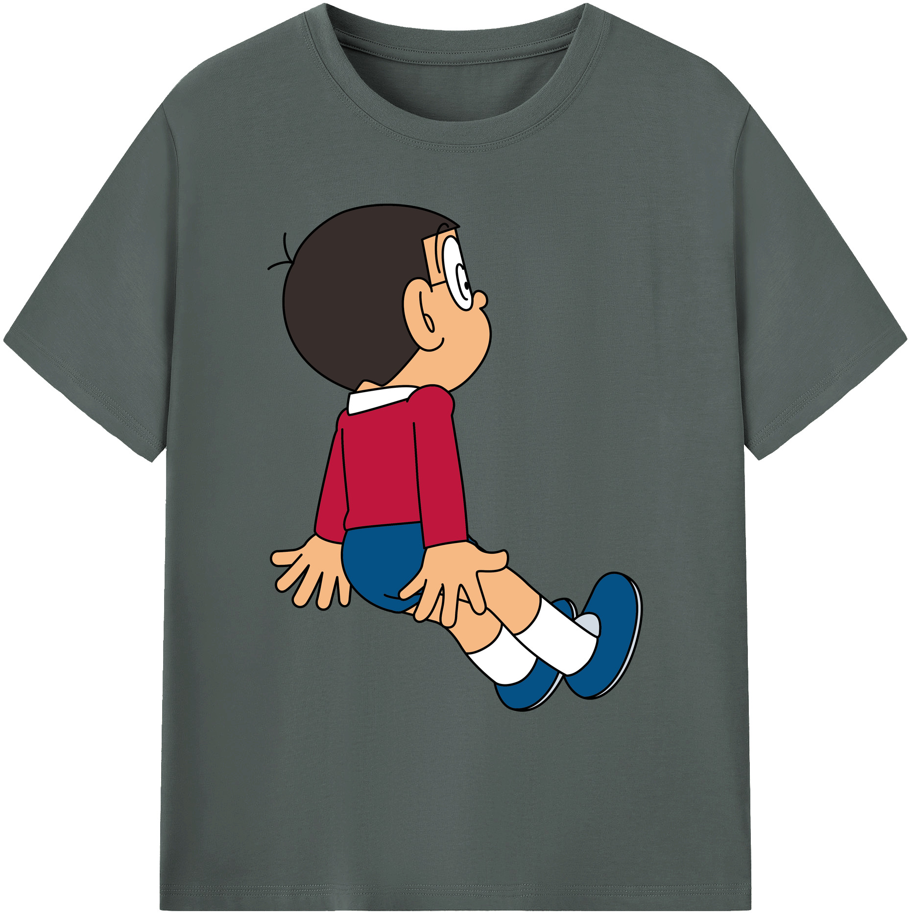 （画像用） ドラえもん 野比 のび太 Doraemon Nobita Nobi 綿100％ メンズ半袖Tシャツ｜肌触りやわらか＆通気性